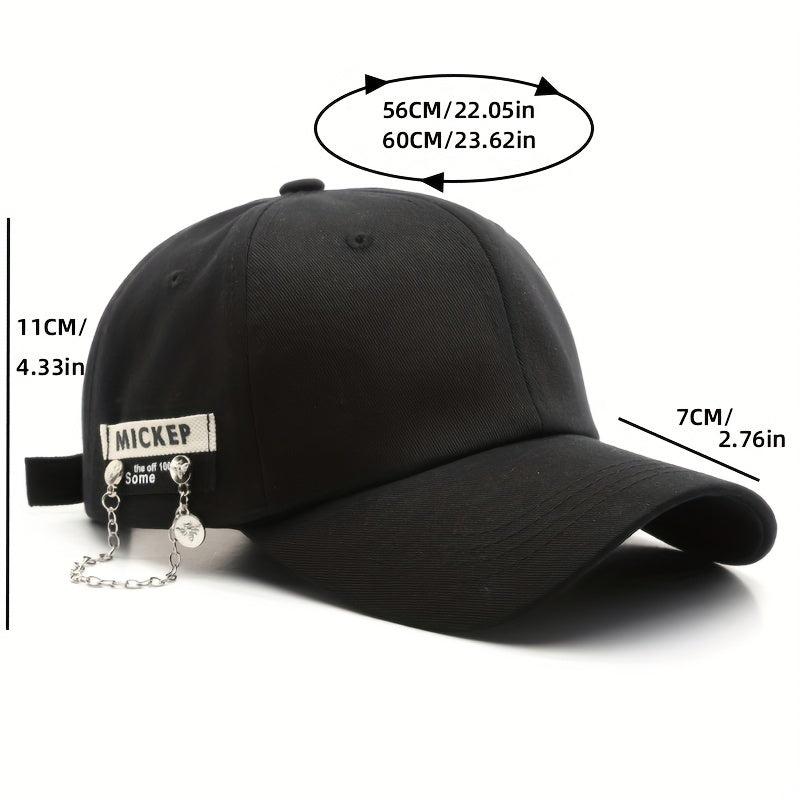 Chain Label Patch Baseball Cap Solid Cotton Lightweight Dad Hat