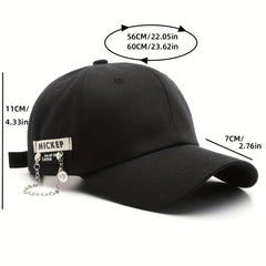 Chain Label Patch Baseball Cap Solid Cotton Lightweight Dad Hat