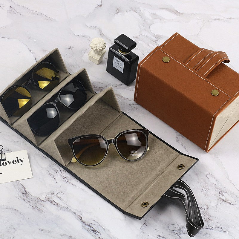 3pcs PU Leather Glass Storage Box Set
