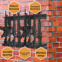 Heavy Duty Wall Mount Steel Rack with 3 Slots, Holds Up to 72.57 KG