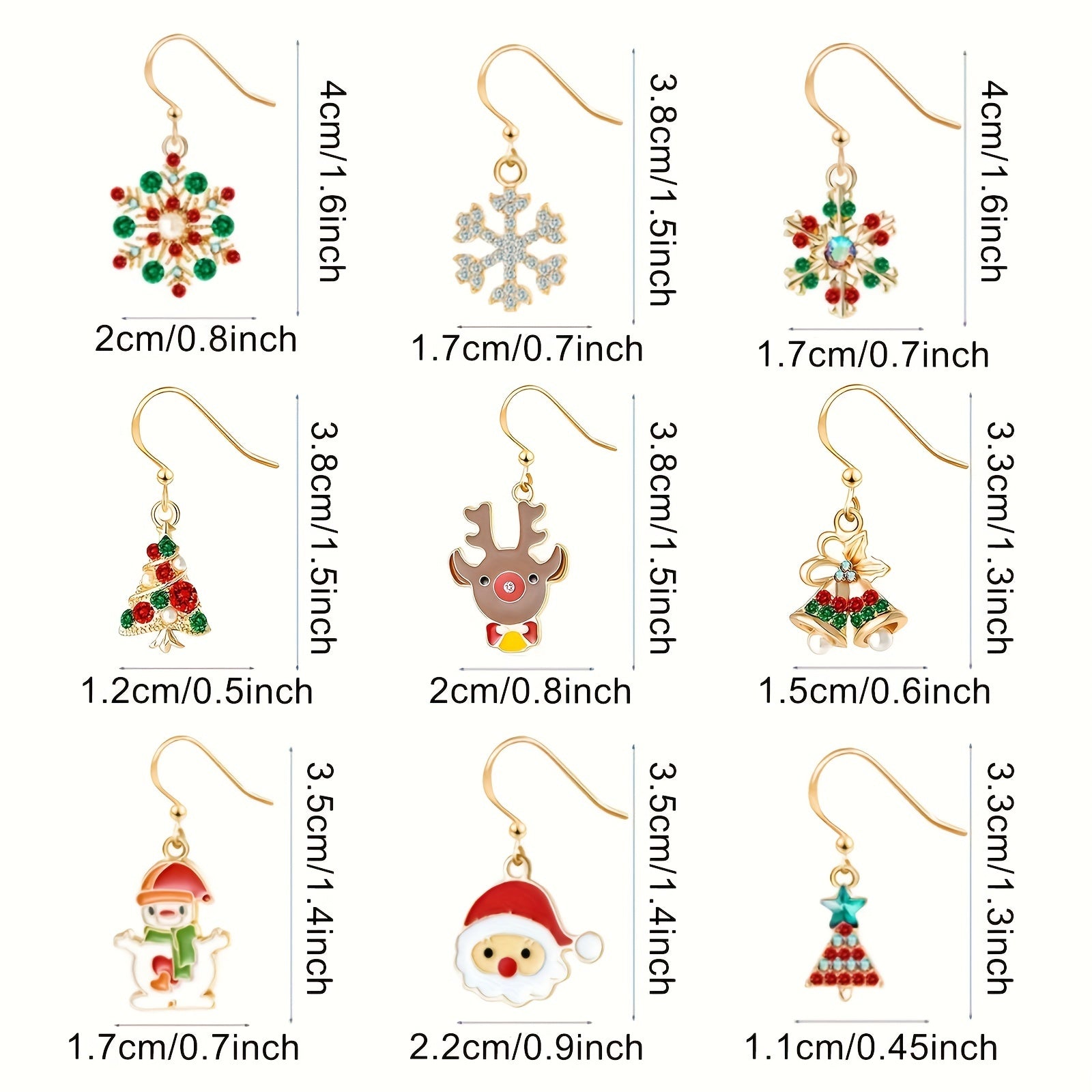 Christmas Earrings Snowflake & Tree Design