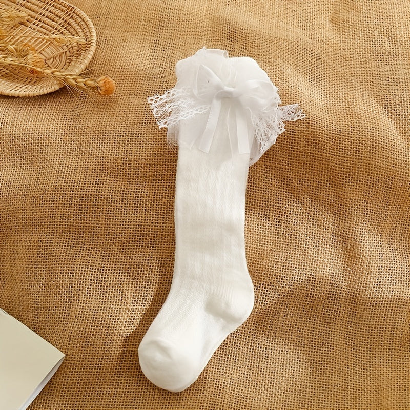 5 Pairs Girls Thin Mesh Breathable Lace Bowknot Socks for Summer