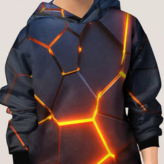 Kids Geometric Pattern Hoodie Unisex Casual Pullover
