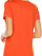 Halloween Pumpkin Face Print Round Neck Tee Sleep Dress