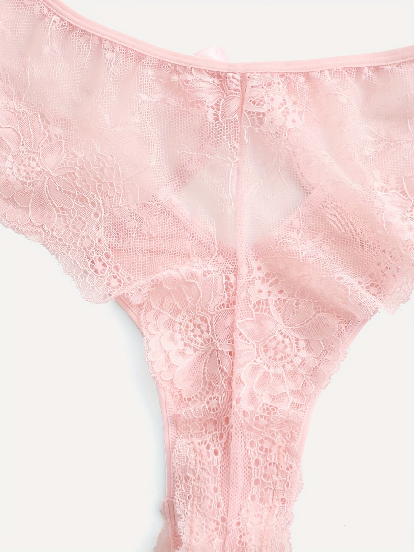 2 Pack Plus Size Sexy Panties Set Floral Lace Cut Out Bow Knot Briefs