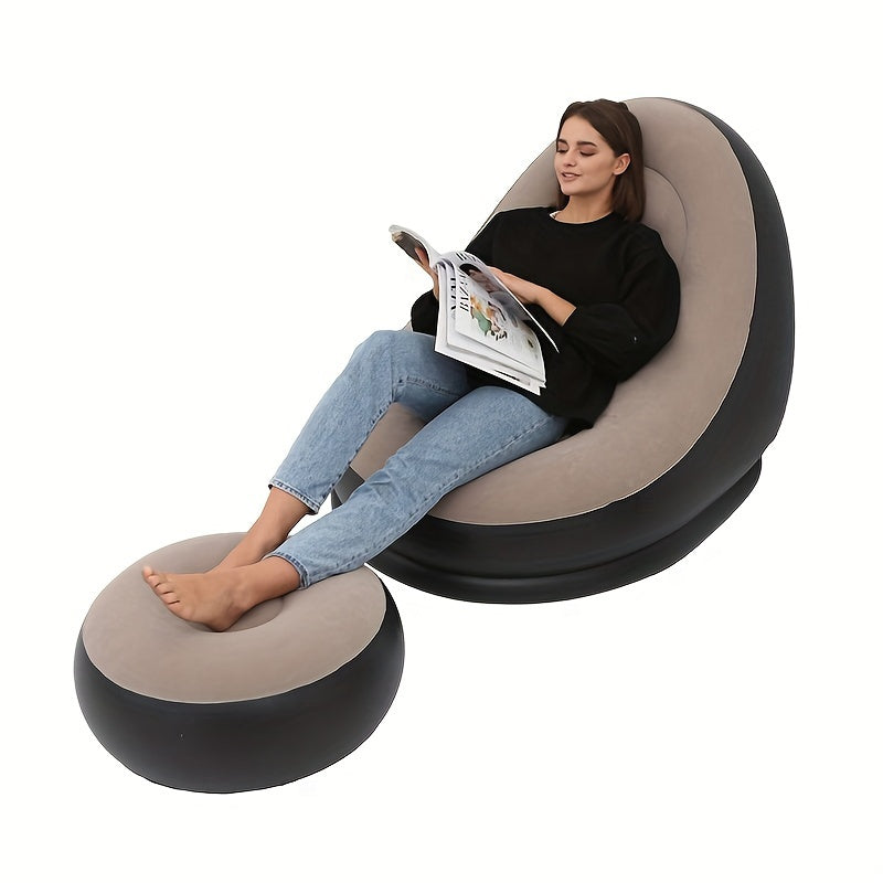 Inflatable Leisure Sofa Chair and Footstool Set for Camping and Travel