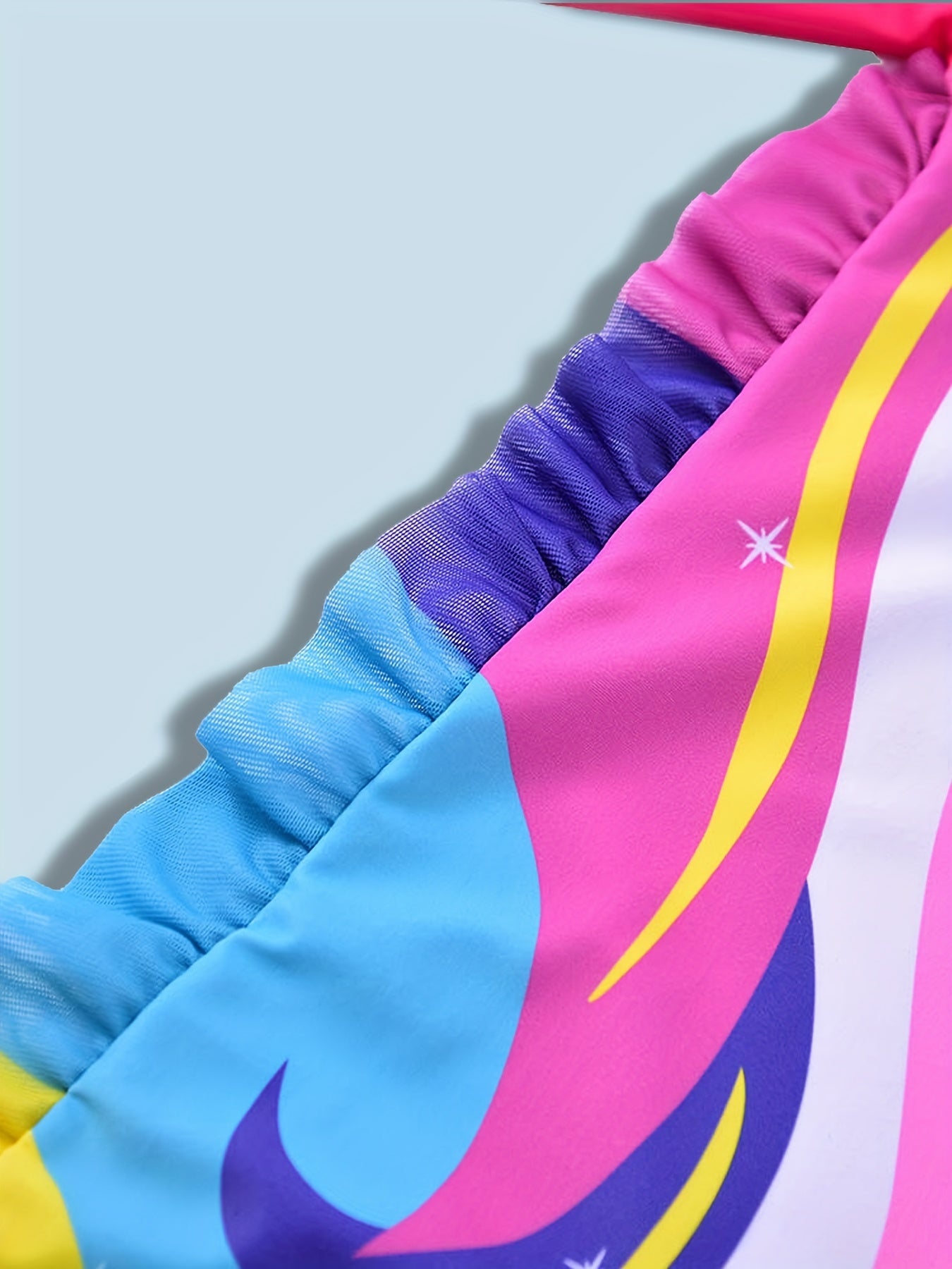 Toddler Unicorn Pattern Swimsuit Ruffle Onesie Long Sleeve Bathing Suit