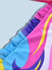 Toddler Unicorn Pattern Swimsuit Ruffle Onesie Long Sleeve Bathing Suit