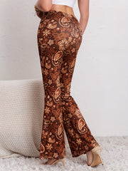 Paisley & Flower Print Yoga Pants Flare Leg Bell Bottom Activewear