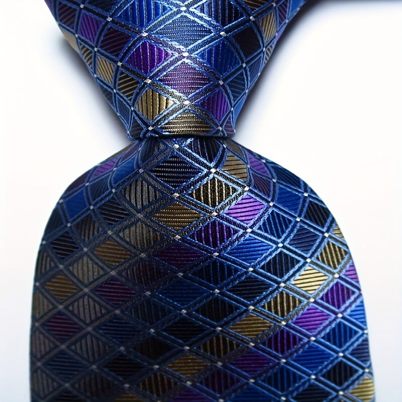 Men's Plaid Paisley Necktie Red Pink Green Tie Business Style