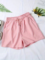 Waffle Drawstring Waist Shorts for Summer