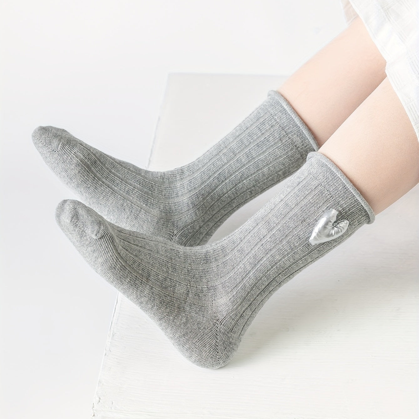 Girls Heart Striped Crew Socks Kids Summer