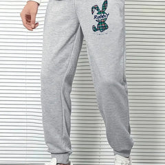 Plaid Rabbit Comfy Drawstring Joggers Men's Casual Pants