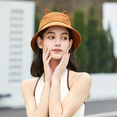 Bunny Ears Bucket Hat Solid Rabbit Sun Hat Lightweight Travel Beach Hats
