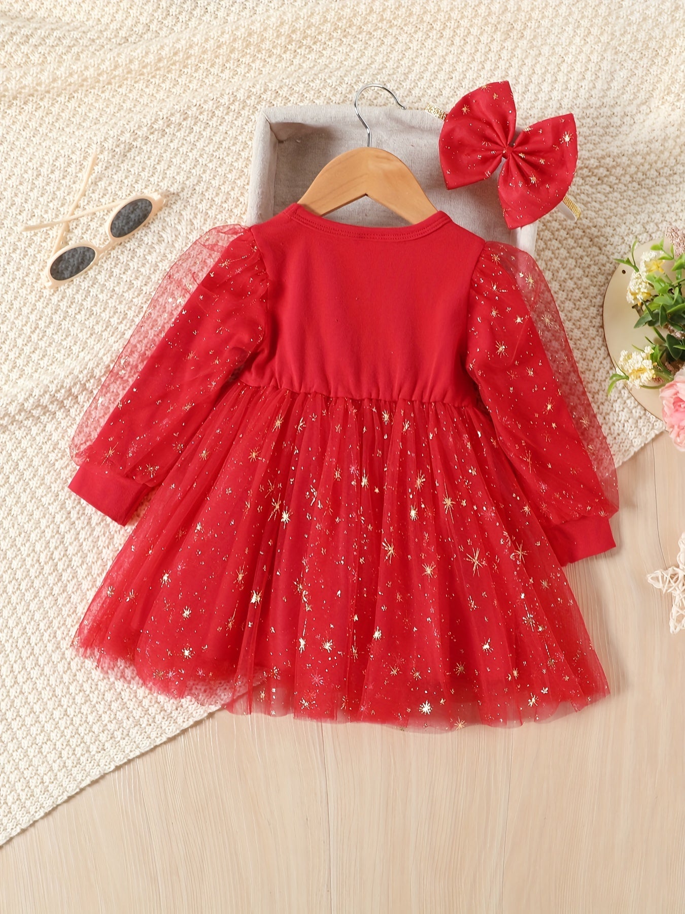 Toddler Baby Girl Christmas Xmas Mesh Dress Holiday Party Dress