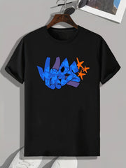 Graffiti Style Letter Print Men's Sports T-shirt