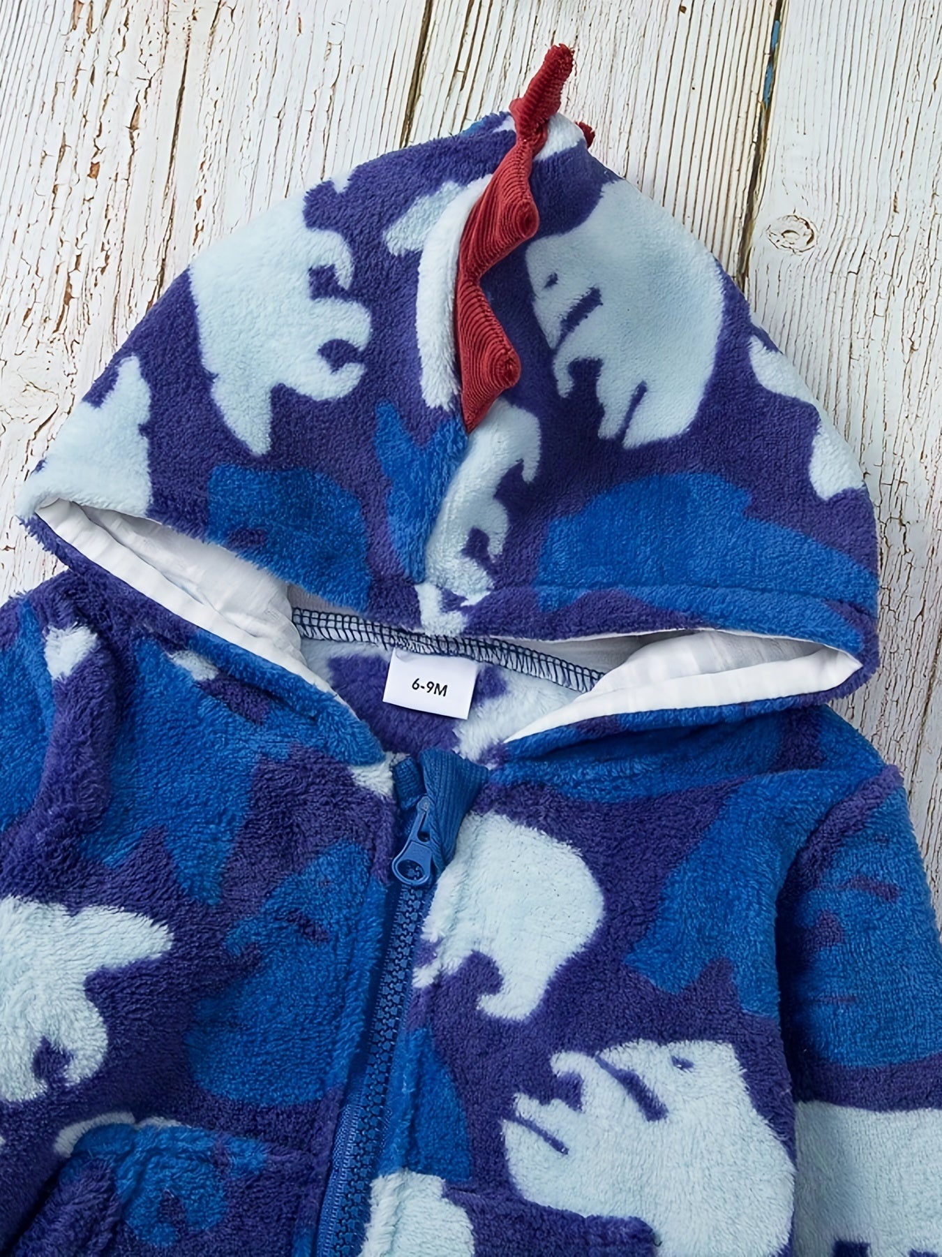 Animal Pattern Hooded Fuzzy Coat for Baby Boys