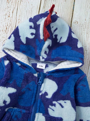 Animal Pattern Hooded Fuzzy Coat for Baby Boys