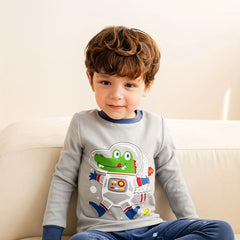 Boys Crocodile Astronaut Cartoon Top & Pants Homewear Set