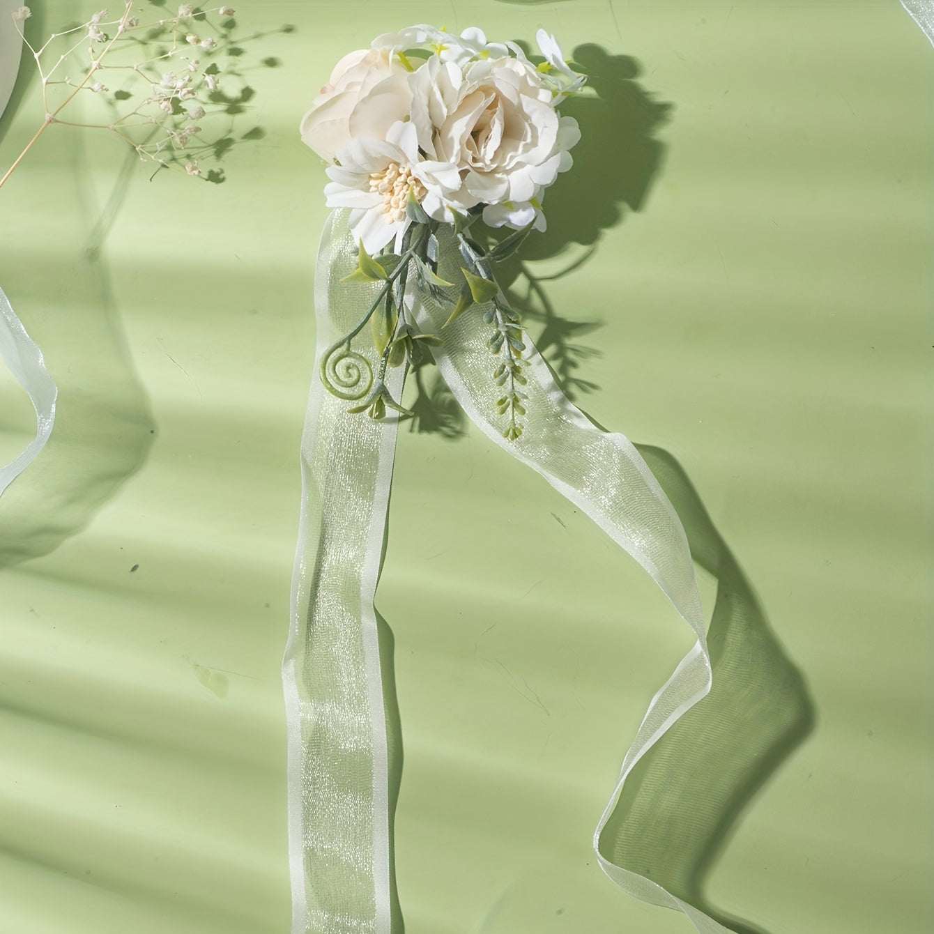 Polyester Beige Strap Wrist Flower For Women Bride Girls