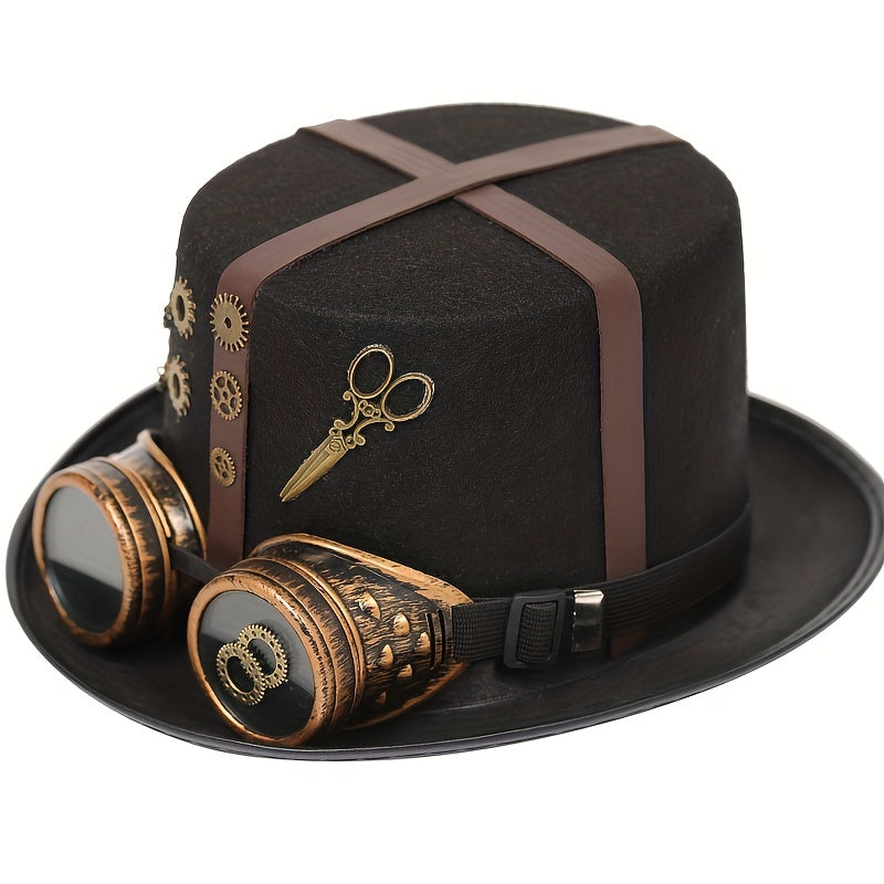 Steampunk PU Leather Cross Vintage Metal Gear Hat