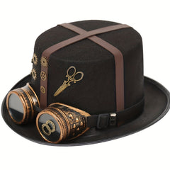 Steampunk PU Leather Cross Vintage Metal Gear Hat