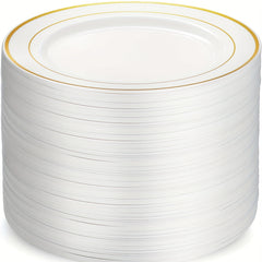 30pcs Fancy Wedding Plates with Golden Rim 19.05cm