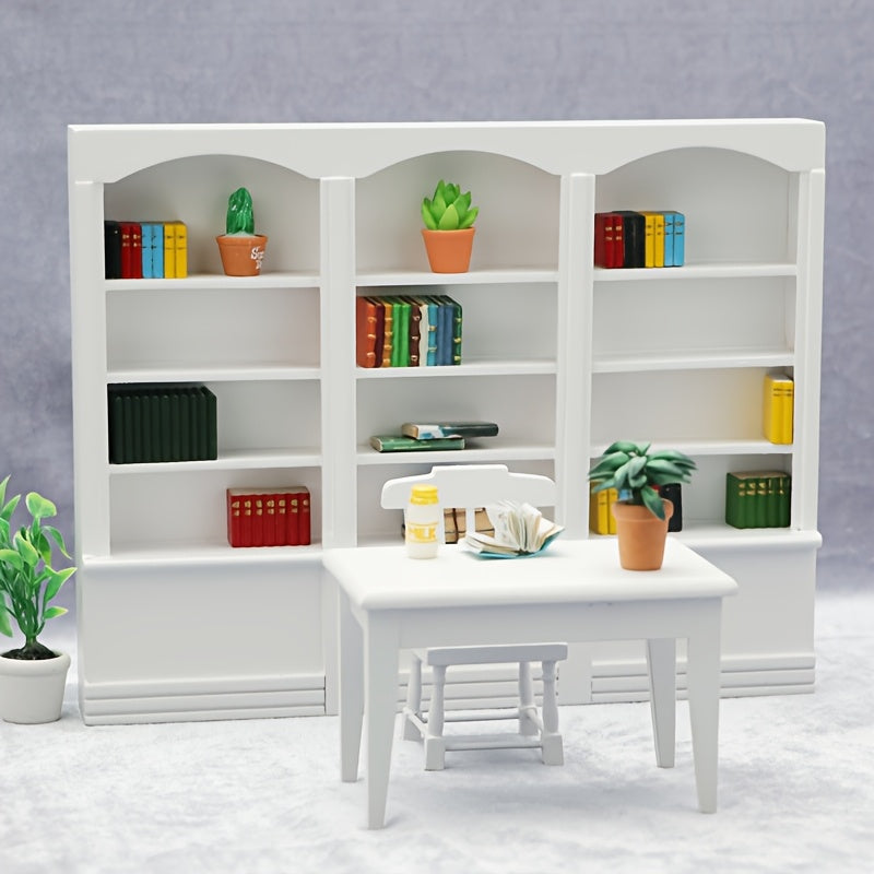 Dark Brown Wooden Triplet Bookcase Dollhouse Furniture