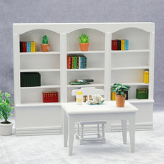 Dark Brown Wooden Triplet Bookcase Dollhouse Furniture