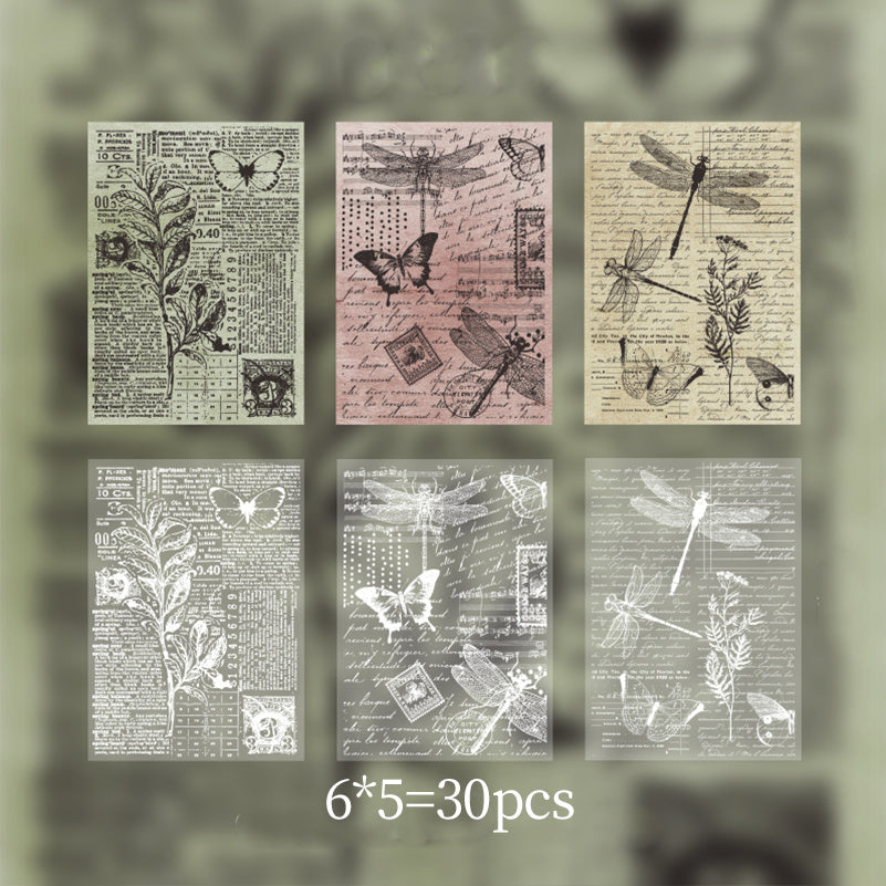 30 Pcs Retro Letter Sheet Material for Junk Journal & Scrapbooking