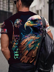 Men's Eagle Graphic Print T shirt Casual Comfy Slightly Stretch