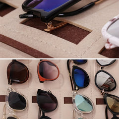 Two Tone Hanging Glasses Organizer 15 Slots Foldable Sunglasses Reading Glasses