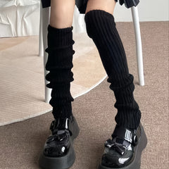 Knitted Plush Leg Warmer Knee High Socks Women's Stockings