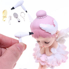 Alloy Dollhouse Hairdressing Set with Comb, Mirror, Dryer & Brush