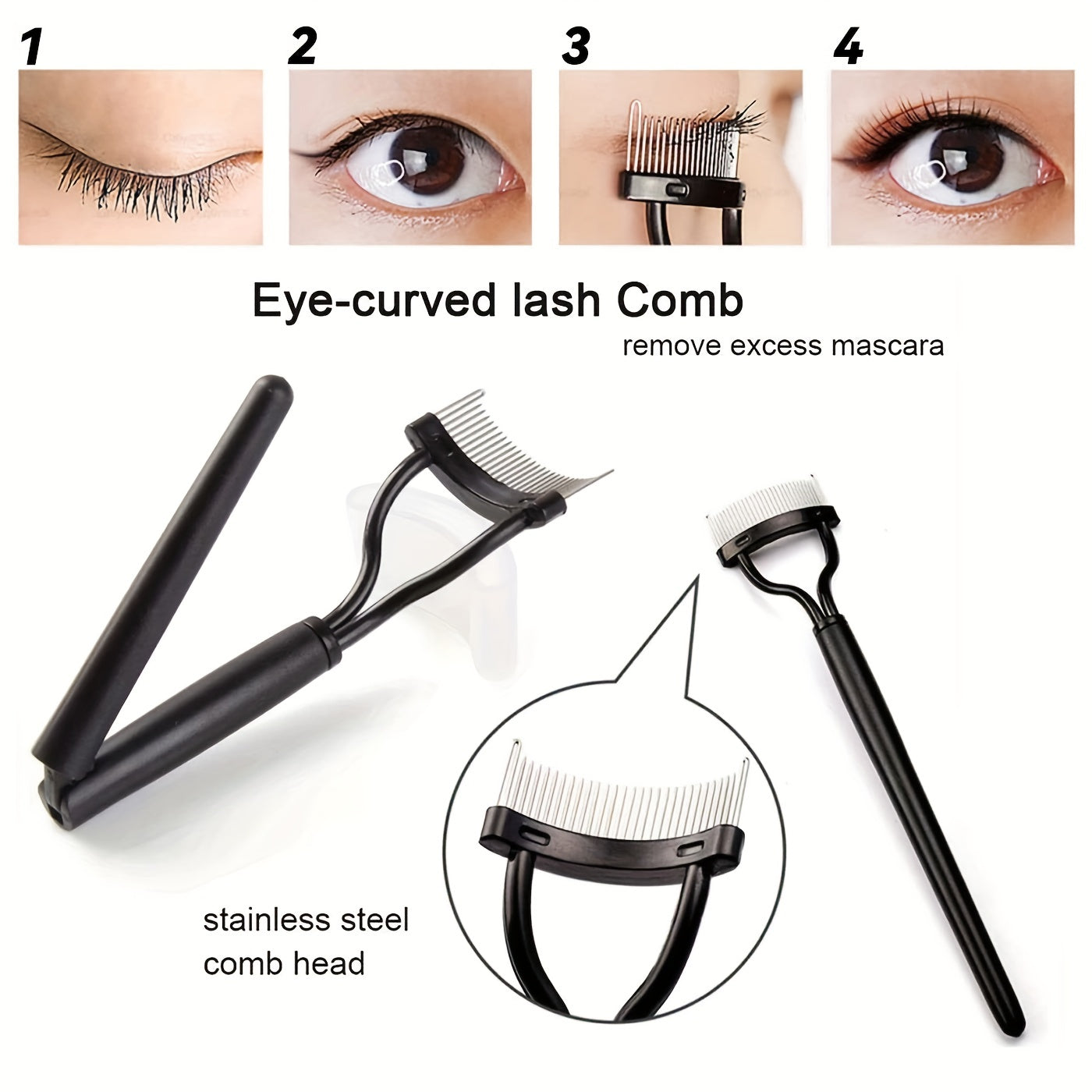 Eyelash Curler with Steel Comb and 6 Replacement Pads