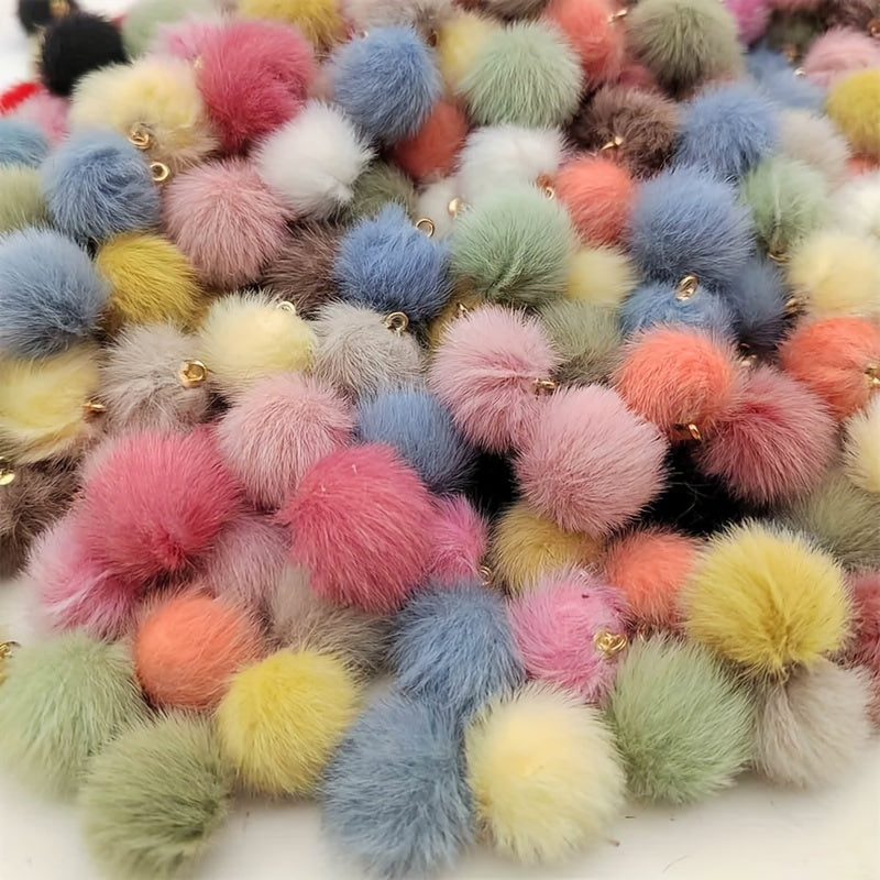 50pcs 15mm Mink Fur Ball Pendant Earrings Necklace DIY Jewelry Making