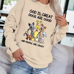 Dogs Print Pullover Sweatshirt Casual Comfy Drop Shoulder Sweatshirt