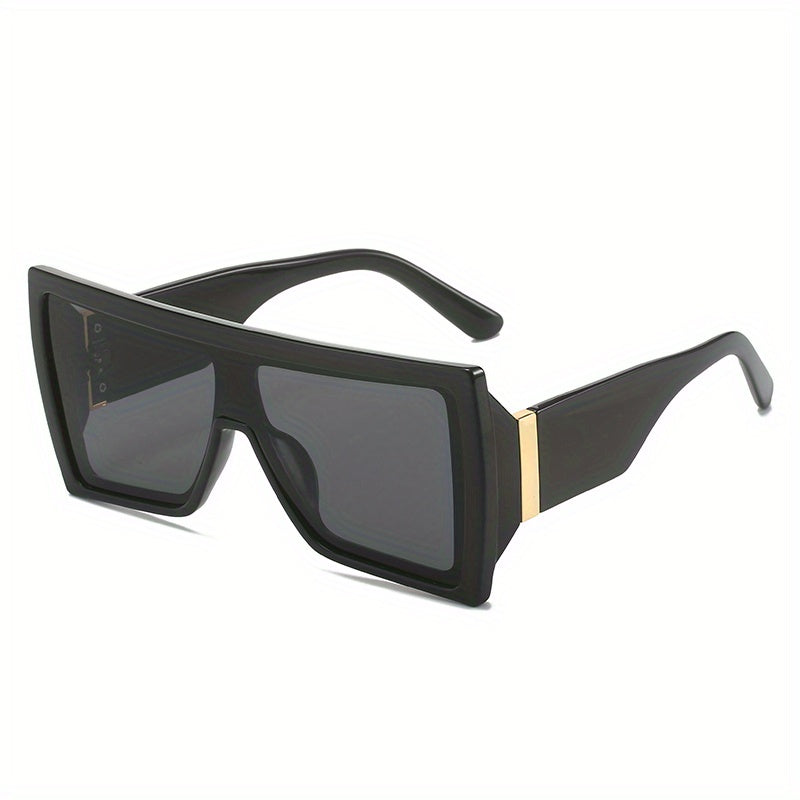 Square One piece Sunglasses For Men Retro Large Frame Glasses With Leather Case
