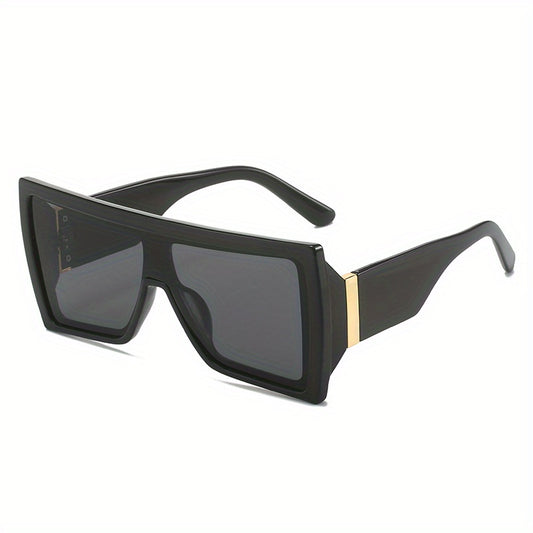 Square One piece Sunglasses For Men Retro Large Frame Glasses With Leather Case