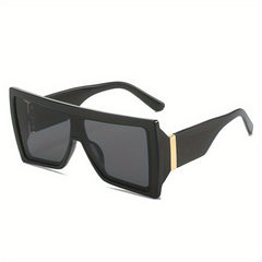 Square One piece Sunglasses For Men Retro Large Frame Glasses With Leather Case