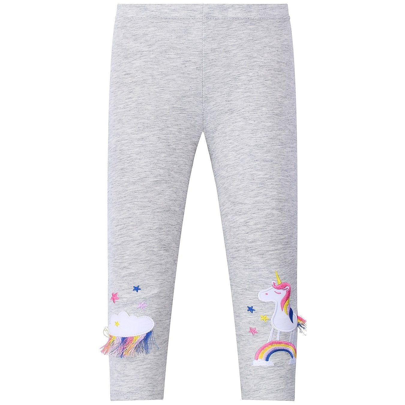 Girls Stretch Unicorn Leggings with Tassel