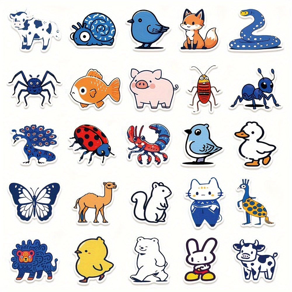 50pcs Cartoon Animal Series Graffiti Stickers Waterproof DIY Decoration