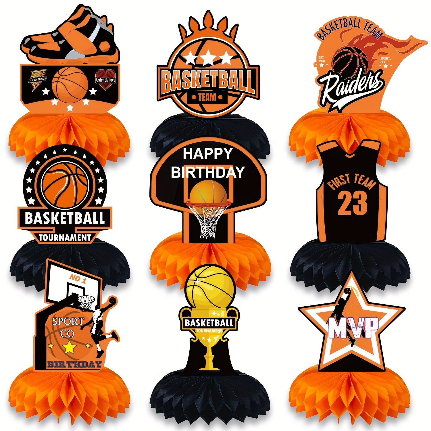 9 Piece Basketball Birthday Party Centerpiece