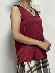 Solid V Neck Tank Top Sleeveless Casual Summer Top