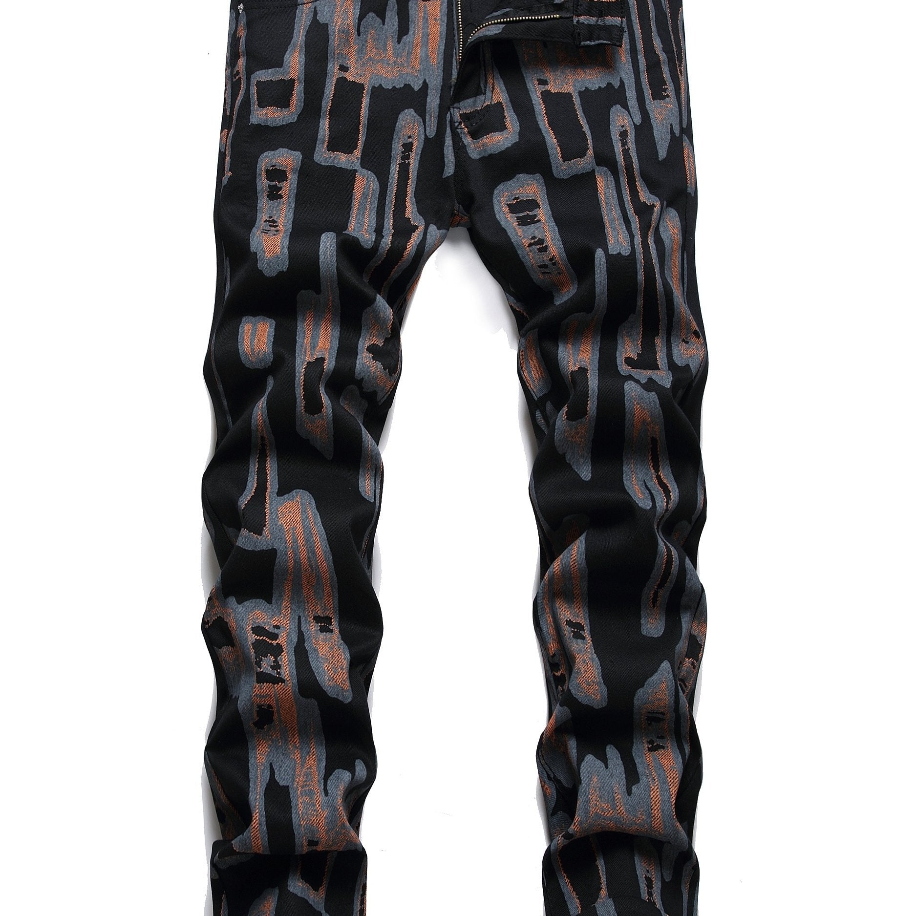 Men's Casual Letter Print Slim Fit Jeans