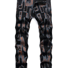 Men's Casual Letter Print Slim Fit Jeans