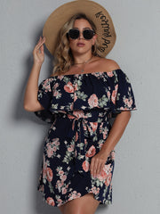 Floral Off Shoulder Plus Size Dress