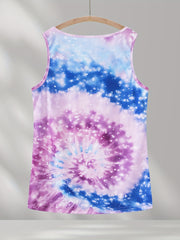 Tie Dye Notched Neck Tank Top Sleeveless Casual Summer Women's Clothing