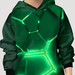 Kid's Geometric Pattern Hoodie Unisex Pullover Causal Hooded Top