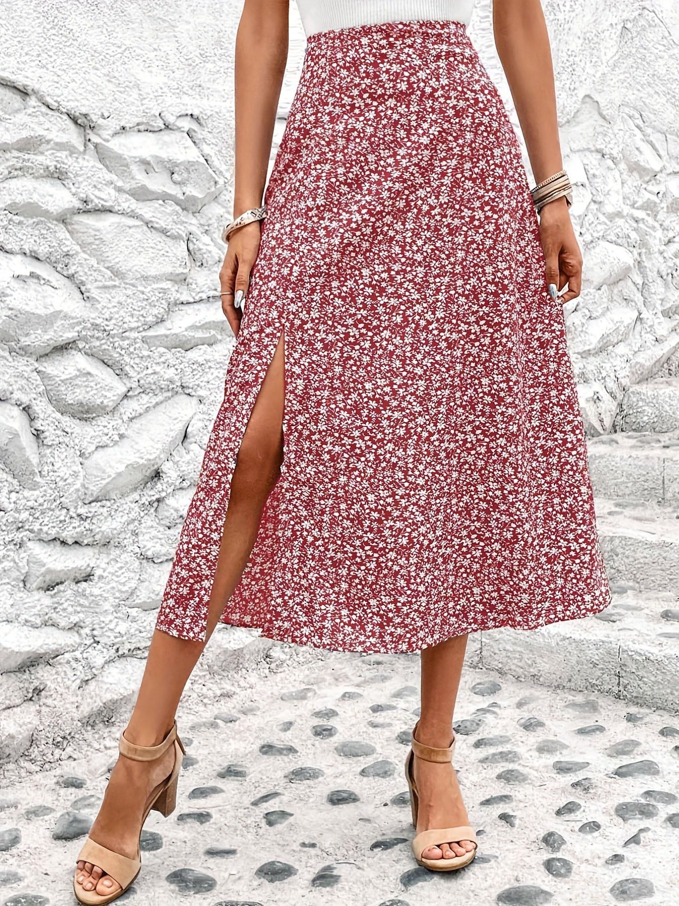 Boho Floral Print Maxi Skirt for Women